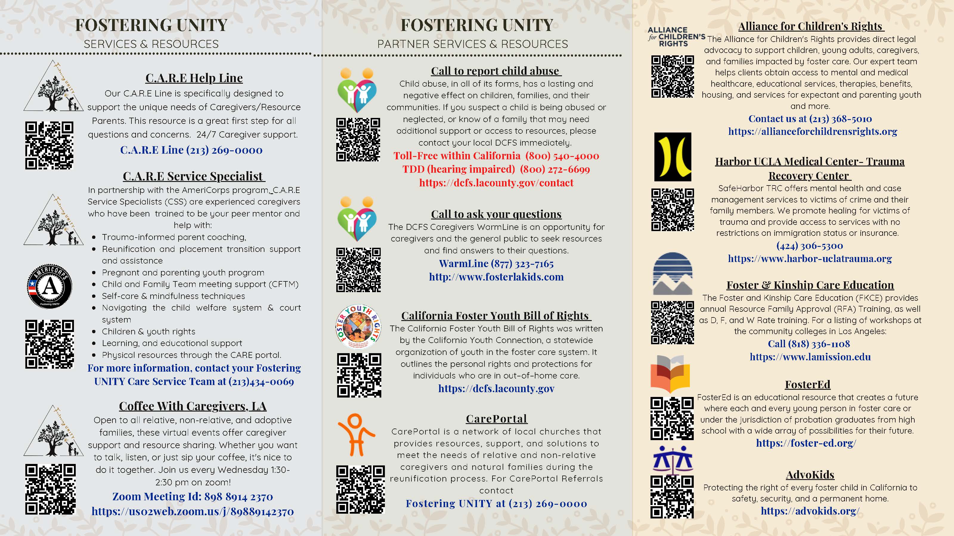Fostering UNITY Brochure Page 2