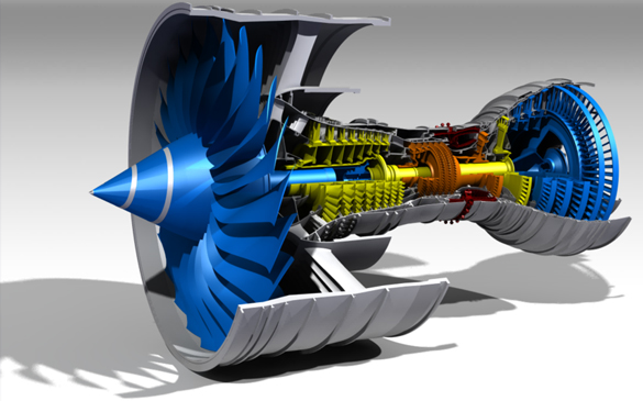 CAD/CAM illustration of aerospace engine.