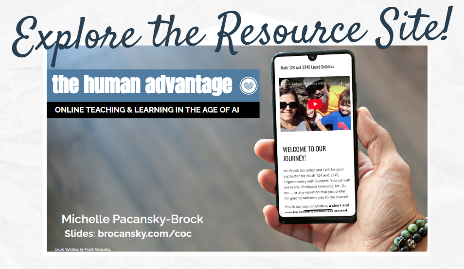 Explore the Resource site for Michelle Pacansky-Brock's presentation: The human advantage - online teaching and learning in the age of AI