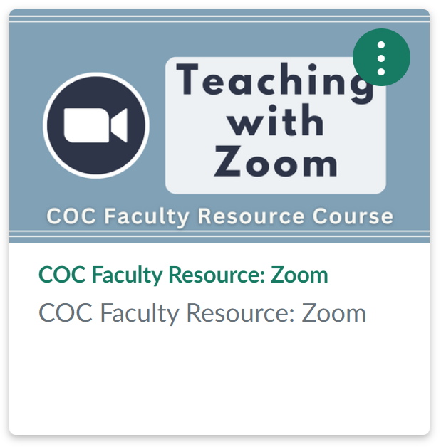 Faculty resource course - Zoom