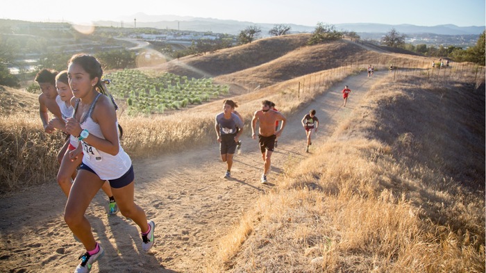Runners navigate the cross country course at College of the Canyons.