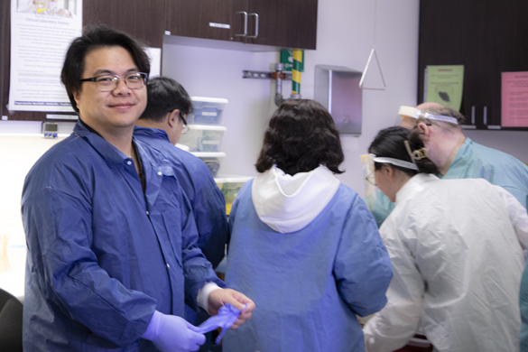 Clinical Laboratory Scientist students in lab class.