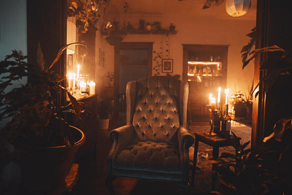 Interior Design candle lit evening set. 
