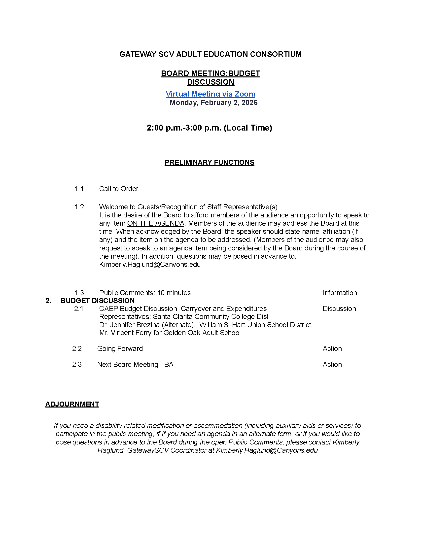 Gateway SCV Board Meeting