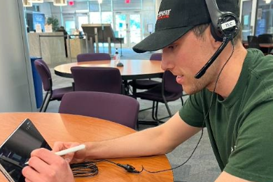 Student on a computer