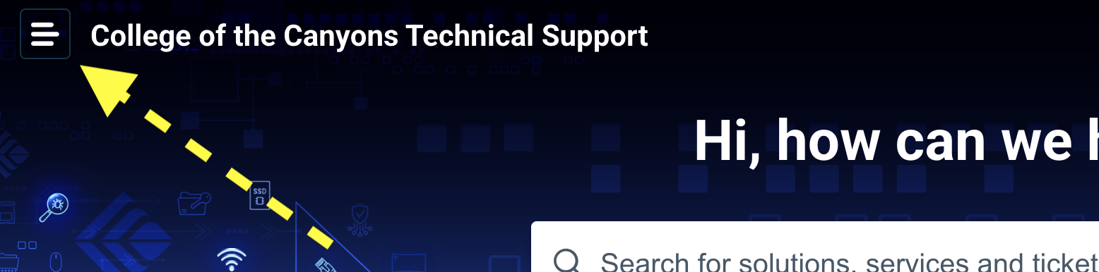 Example of Helpdesk.canyons.edu website.