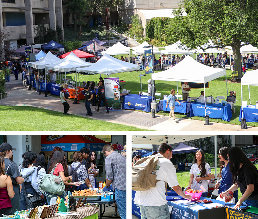 Collage of photos from CougarFest at the Valencia campus.