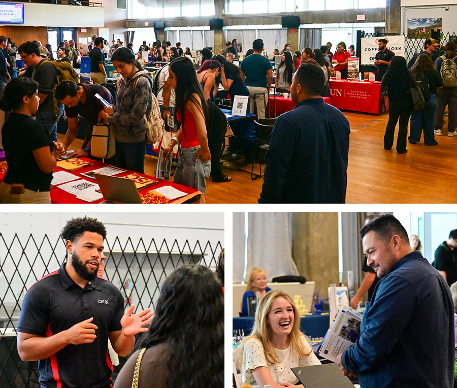 Collage of photos from the Transfer Fair at the Valencia campus.