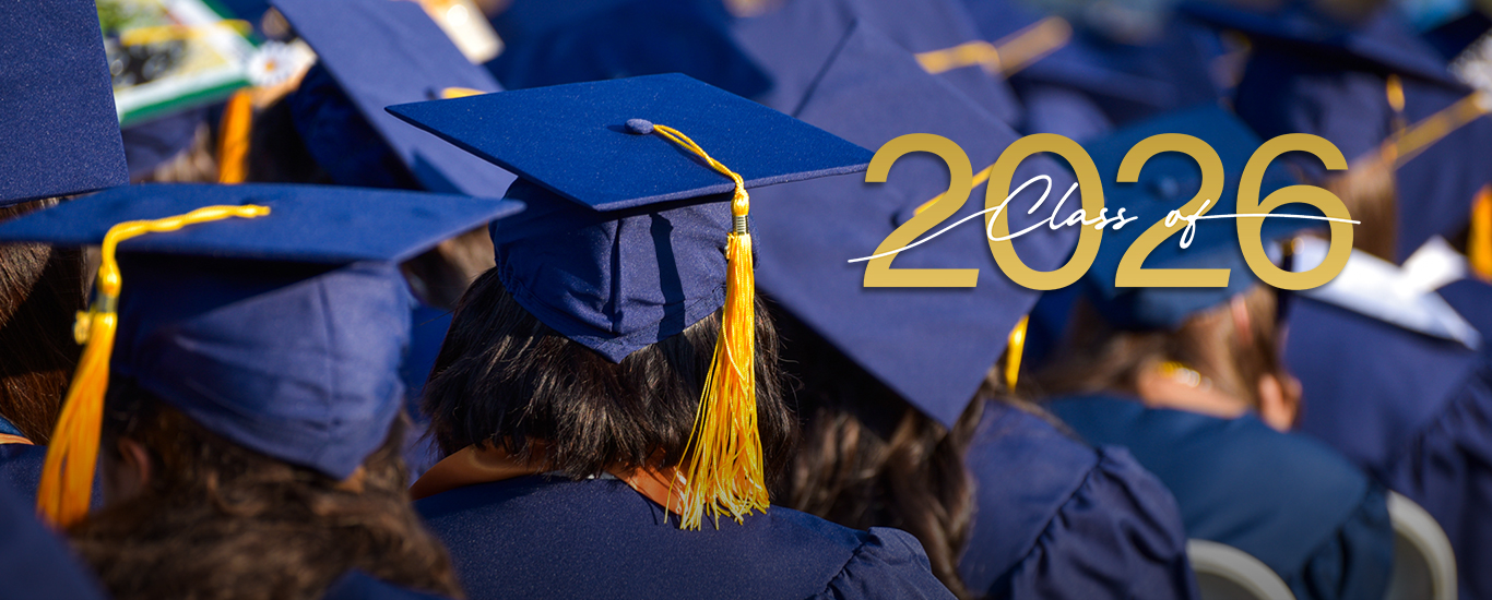 A group of graduation caps with a "Class of 2026" overlay.