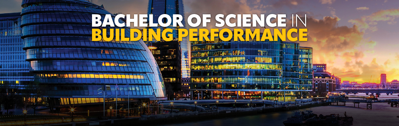 Dramatic waterfront architecture depicting the Bachelor of Science in Building Performance degree program.