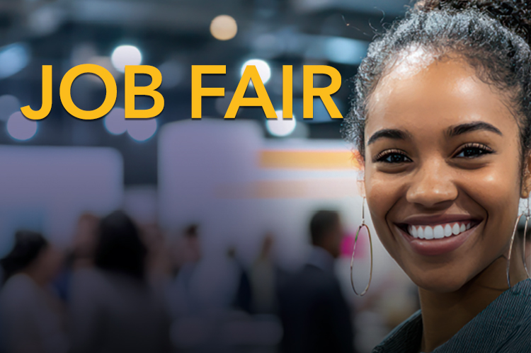 Job Fair: A smiling female student.