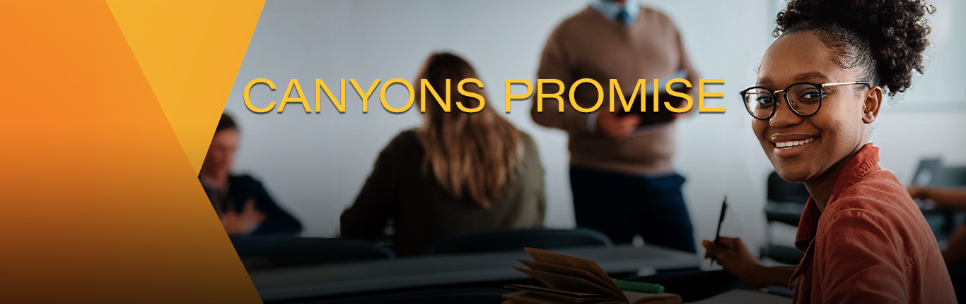 Canyons Promise: A smiling female student in a classroom.