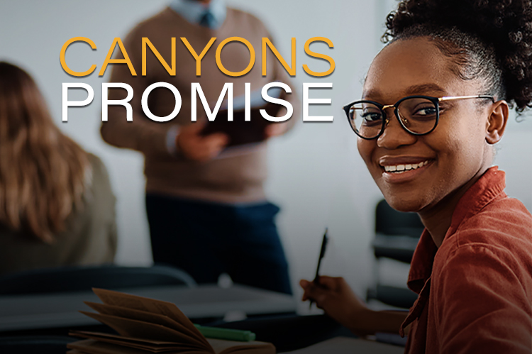 Canyons Promise: A smiling female student in a classroom.