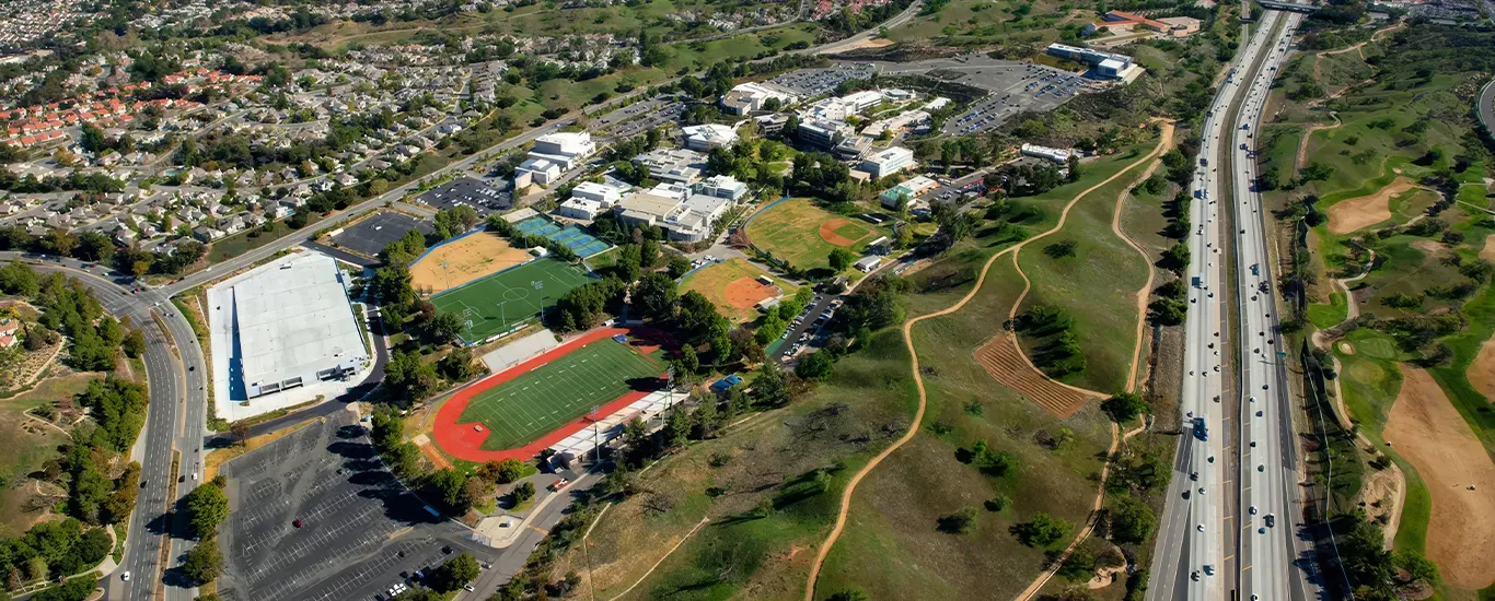 Aerial view of the Valencia campus looking southward.