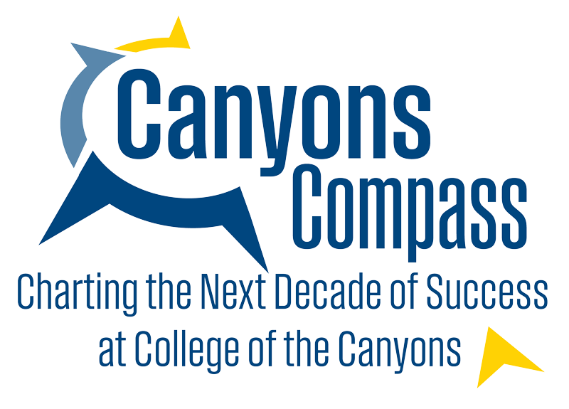 Canyons Compass logo with a stylized compass graphic and the tagline “Charting the Next Decade of Success at College of the Canyons.”.