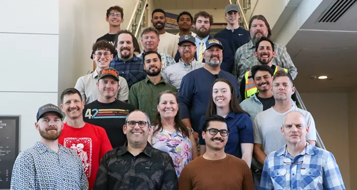 Land Surveying alumni pose for a group shot.