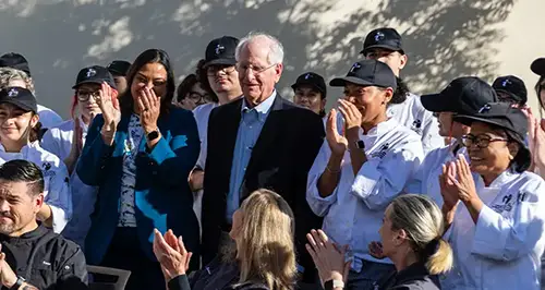 Culinary arts students and faculty applaud Gary Cusumano