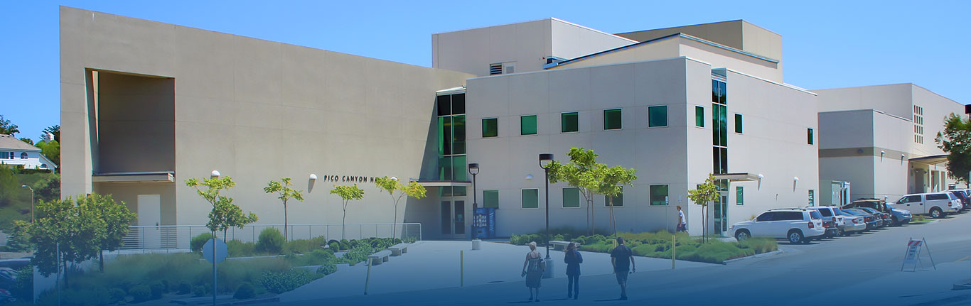 xterior view of Pico Canyon Hall at the Valencia campus.