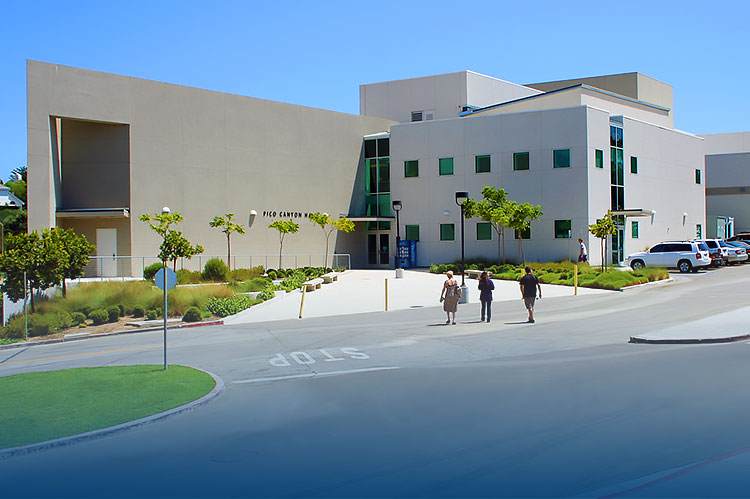 xterior view of Pico Canyon Hall at the Valencia campus.