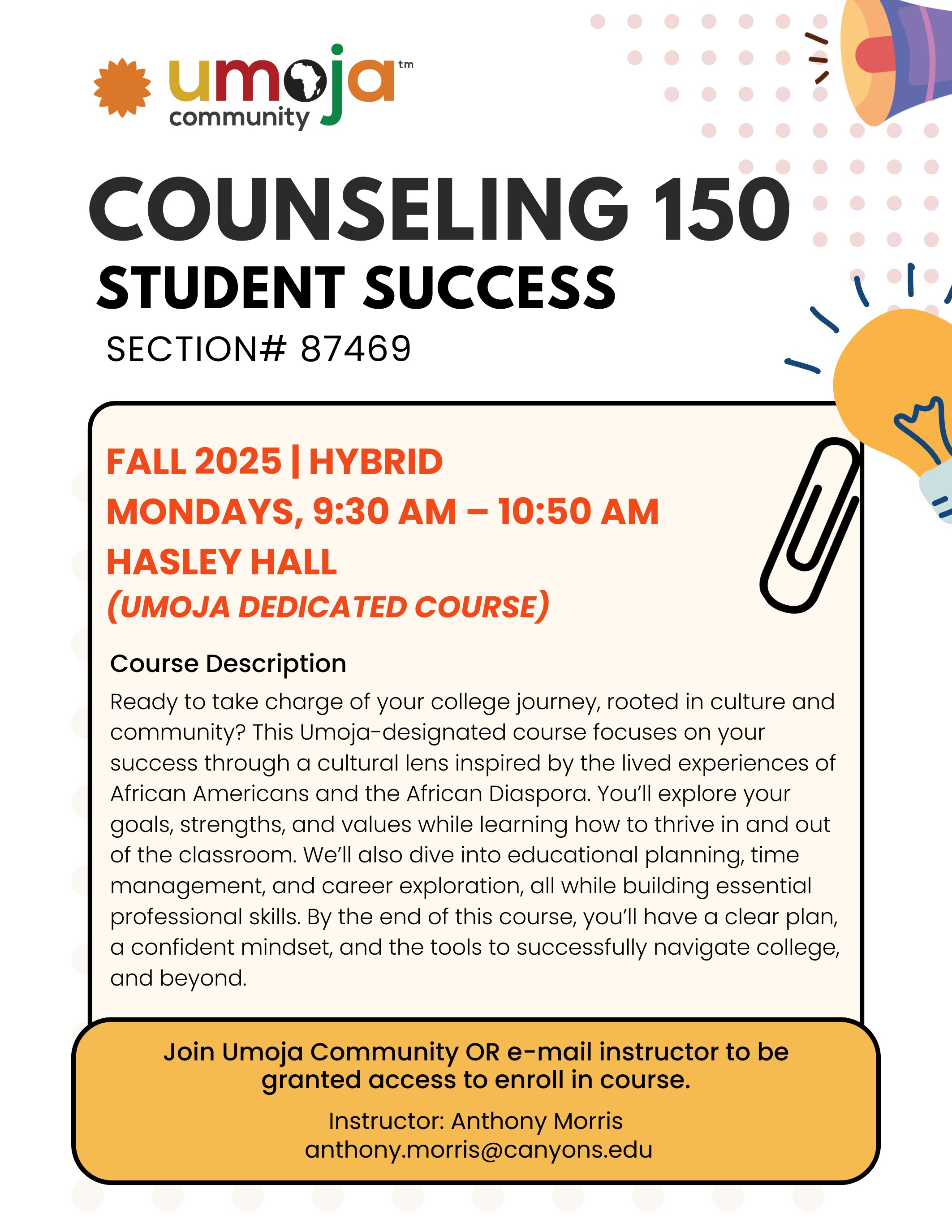 Umoja Counseling 150 Flyer