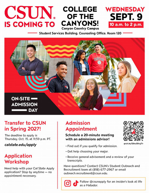 CSUN On-Site Admissions Spring 2027