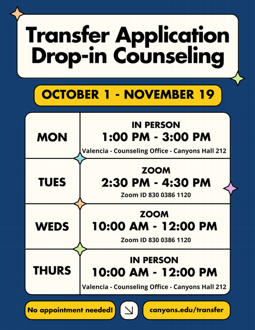 Transfer Application Drop-in Counseling