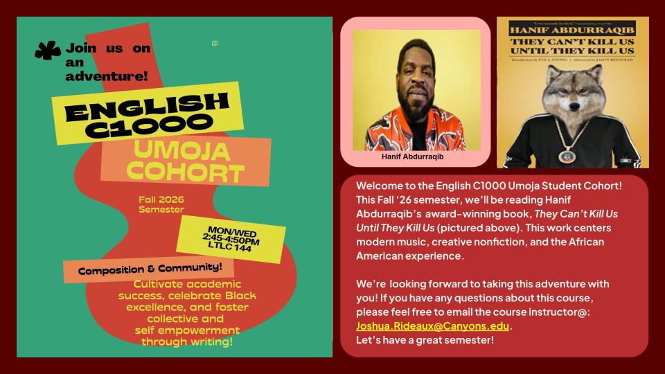 English C1000 - Umoja Cohort Flyer