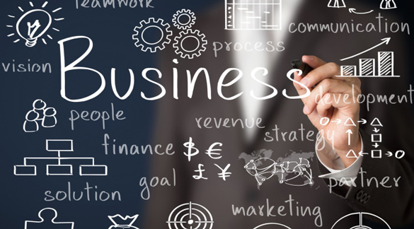 Person pointing at board of business graphic.