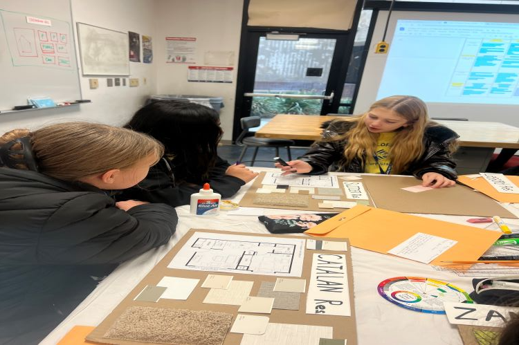 girls working on project