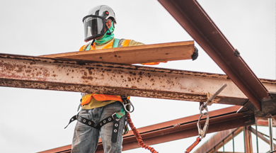 Construction worker at work site.