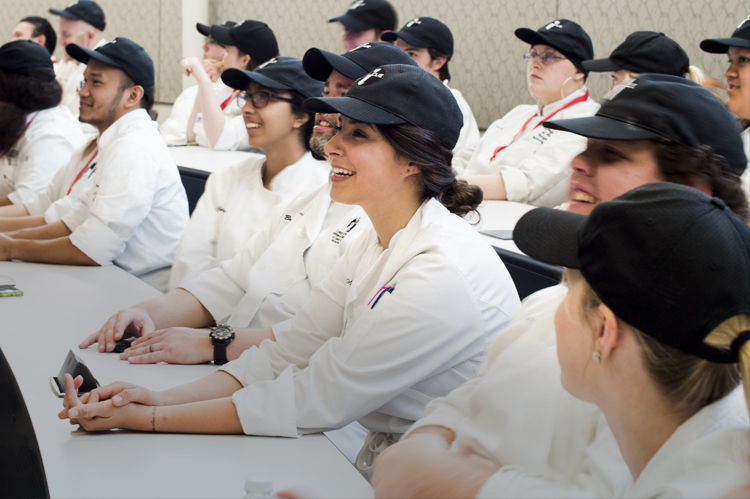 Last minute instructions for COC Culinary students. photo © Robin Spurs