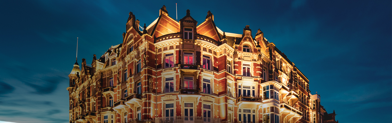 Hotel & Restaurant at night. 