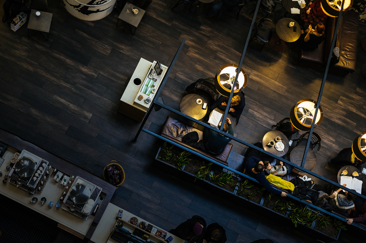 Hotel Restaurant at night. 