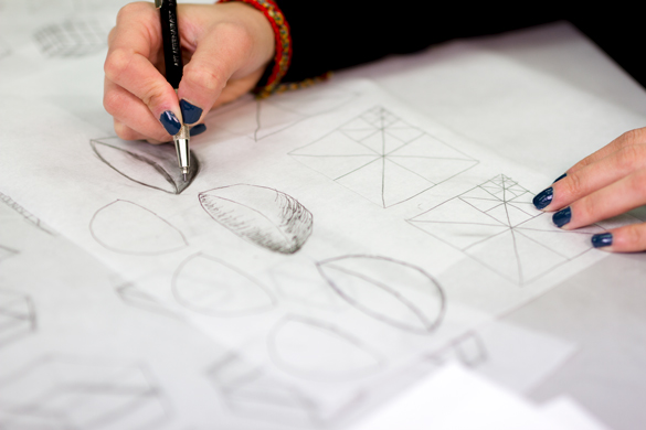 Inerior Design student working on drawing project. photo © Robin Spurs