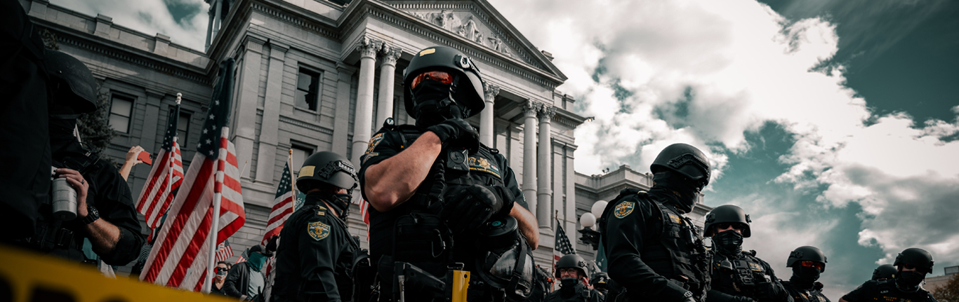 Police protecting peaceful protesters.