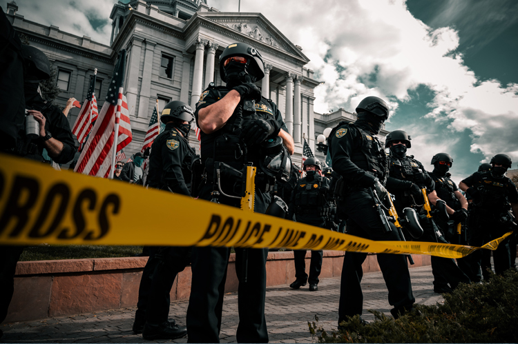 Police protecting peaceful protesters.