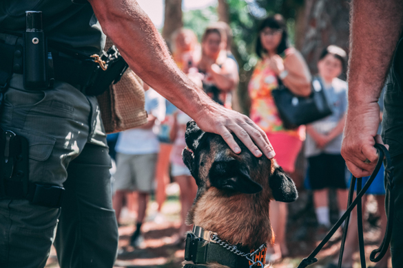 Police K9 Unit (Officer and Dog demo in front of civilians.)