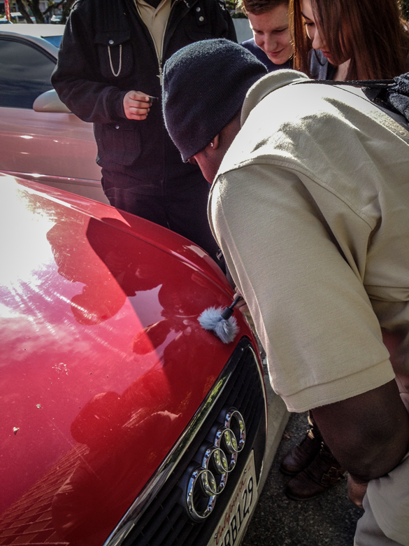 Students Dusting for Fingerprints