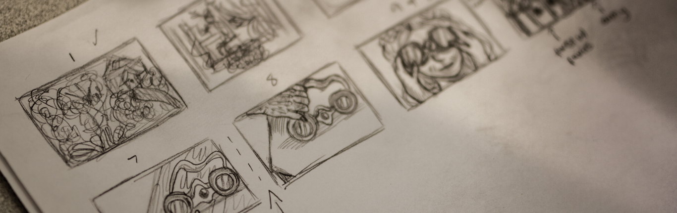 Animation storyboard sketches by student. 