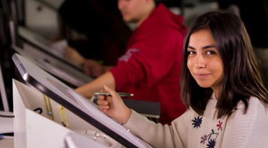 Media Entertainment Arts students on drawing boards. photo © Robin Spurs