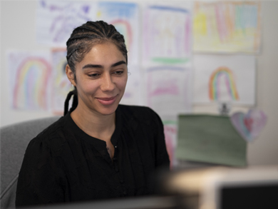 Student at computer