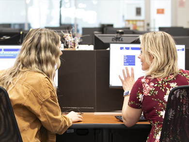 Students at computers