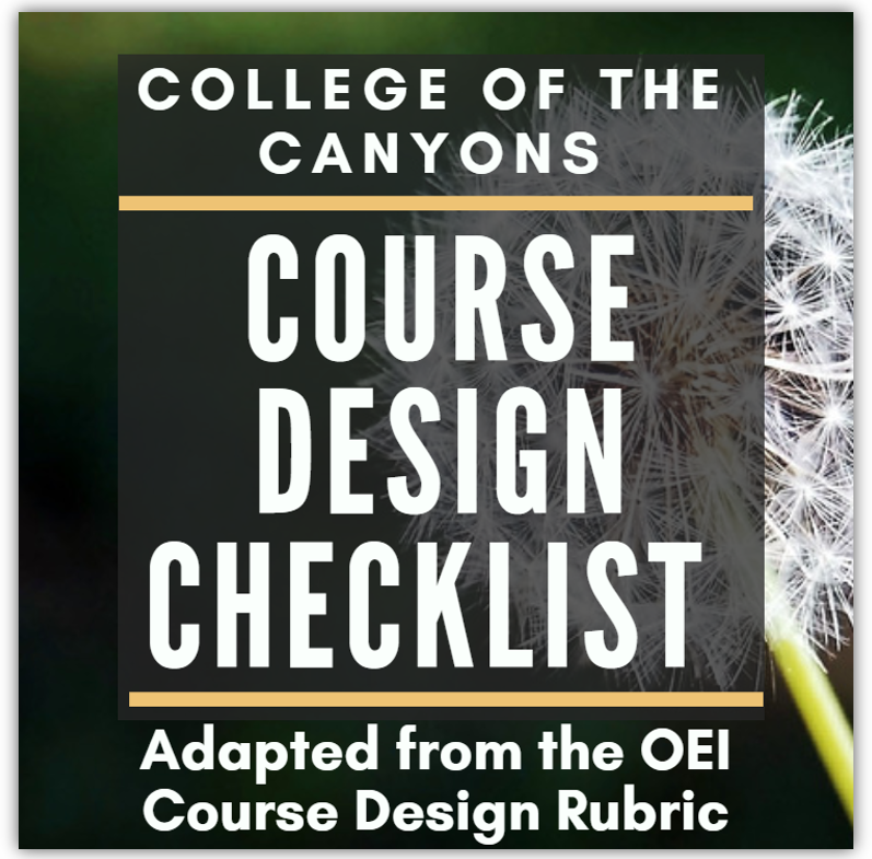 COC Course Design Checklist - based off of the OEI Coruse Design Rubric