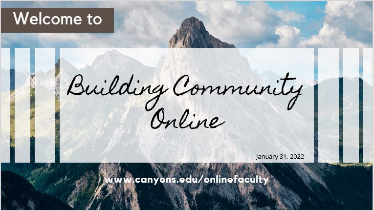 Flex week workshop SP22 - Building Community Online