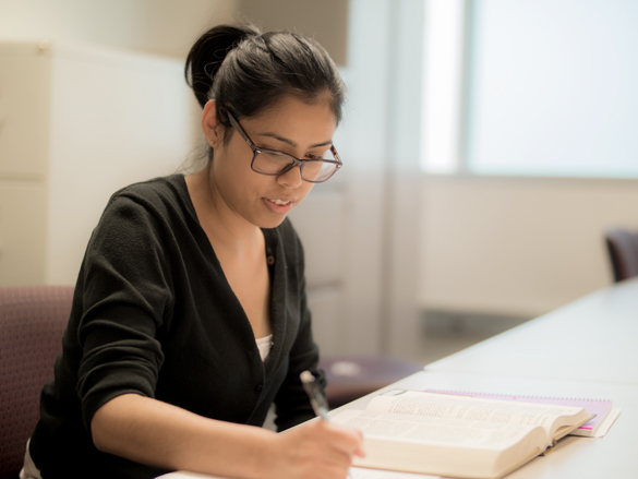 Paralegal student working and studying. 