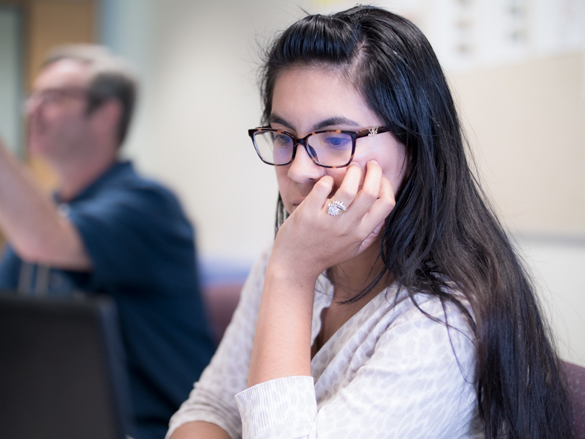 Paralegal student working and studying. 