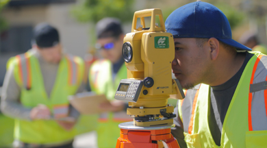 COC students land surveying.