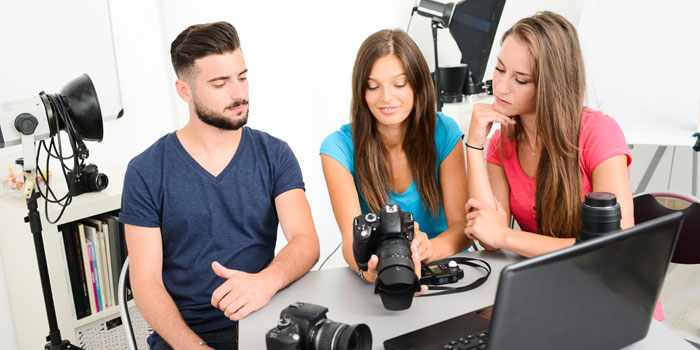 Students looking at Camera