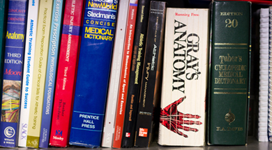 Sports Medicine book library. photo © Robin Spurs