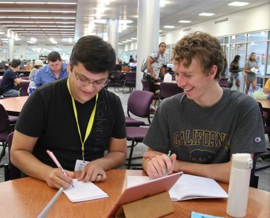 Tutor working with a student